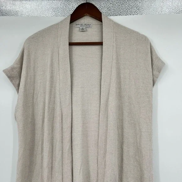 Barefoot Dreams 497 CozyChic Ultra Lite Sleeveless Cardi - Sand Dune size medium - Picture 10 of 10